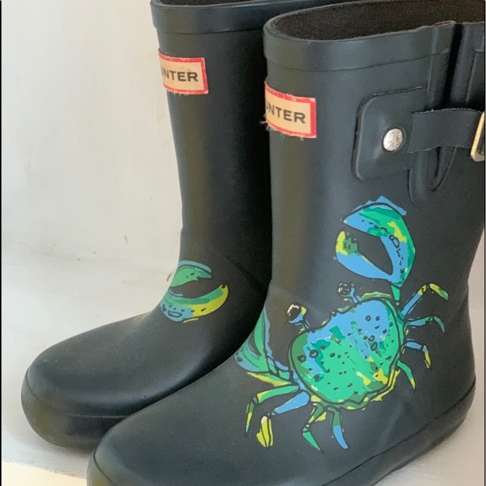 Hunter Rain Boots with Crab Toddler Size 9
